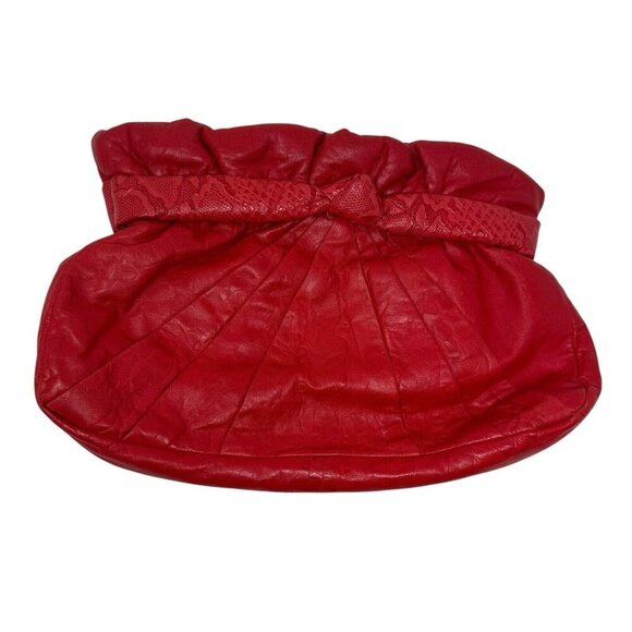 VIVA of California Cherry Red leather clutch shoulder bag Oversized Vintage 80's - Picture 12 of 12